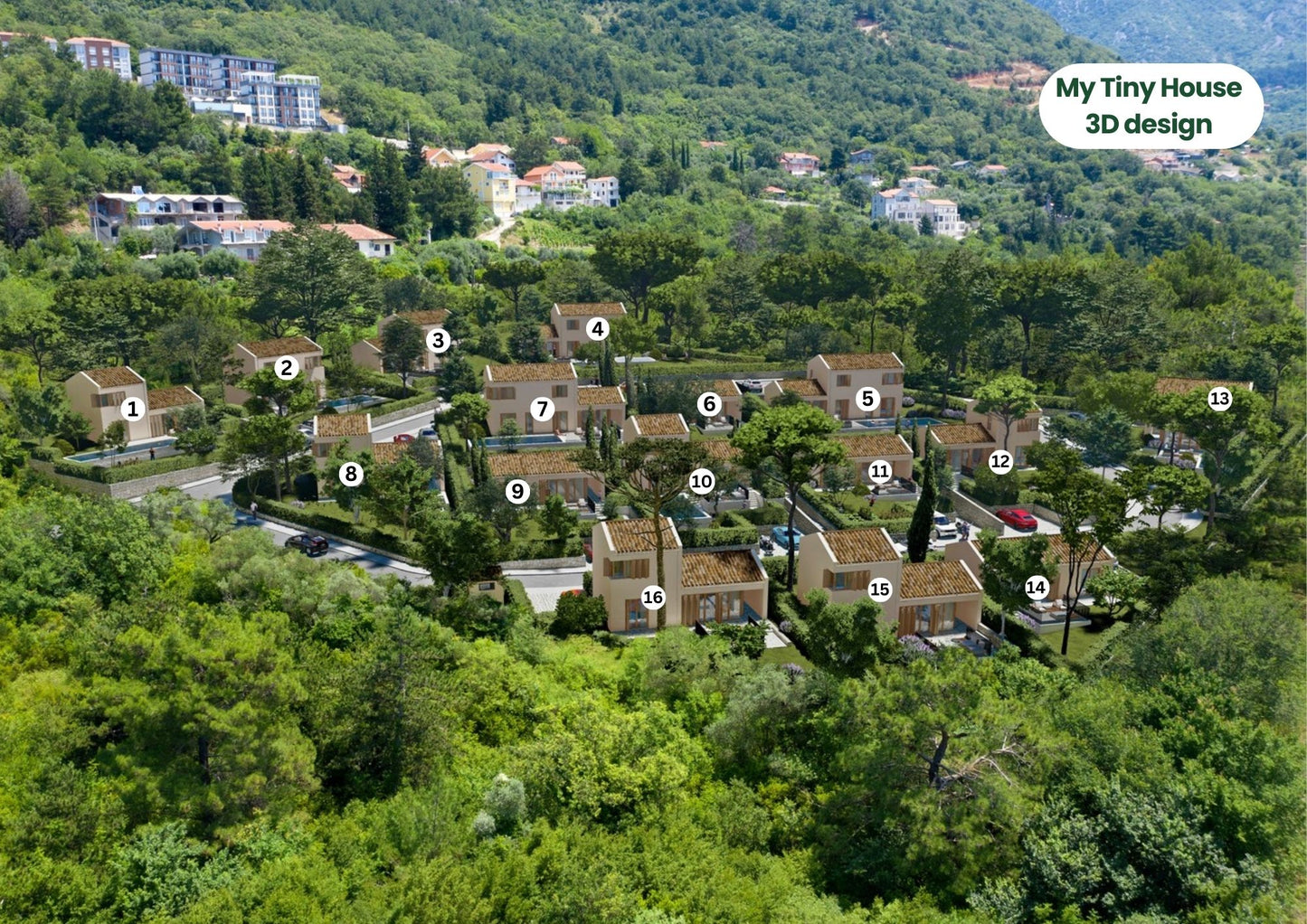 Eco 'Tiny House' Complex In Hillside Above Tivat & Kotor