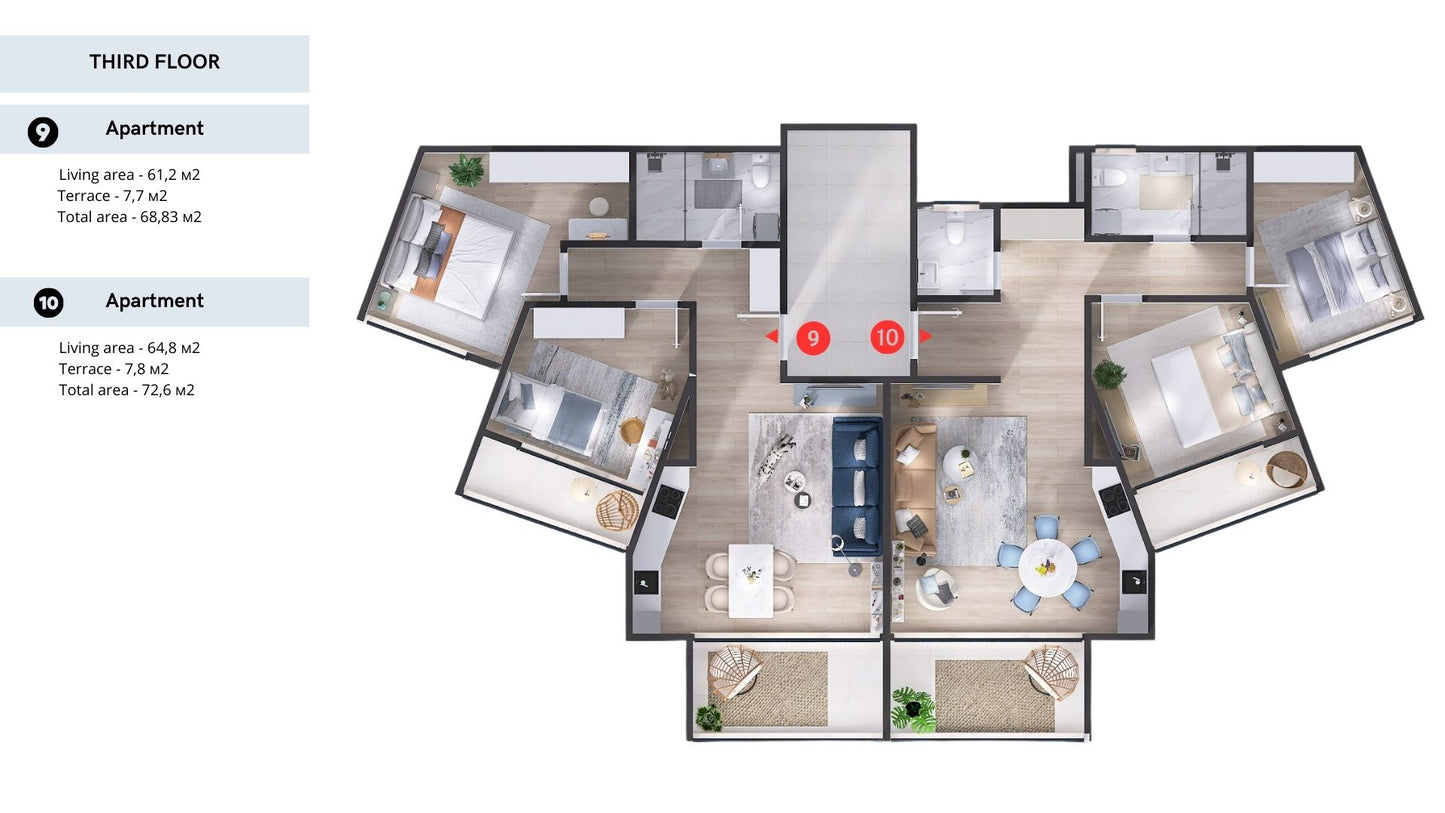 New Complex Jasmine Residences With Sea View In Tivat